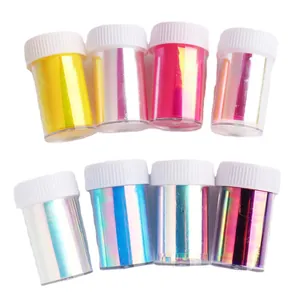 Set di 8 fogli di carta aurora per unghie con effetti laser cromati iridescenti per nail art