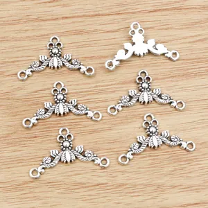 Antike silberne Blumen-Verbindungselemente für DIY-Schmuck, Ketten und Armbänder