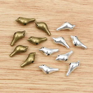 3D Vogel-Anhänger aus Legierung für DIY-Schmuck in Bronze- und Silberoptik