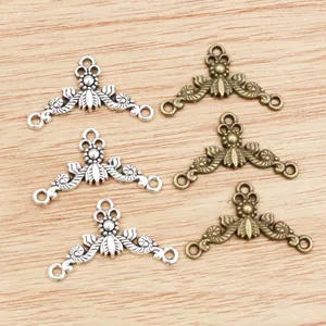 Vintage Legierungsverbinder mit Blattmuster für DIY-Schmuck in Silber und Bronzeoptik