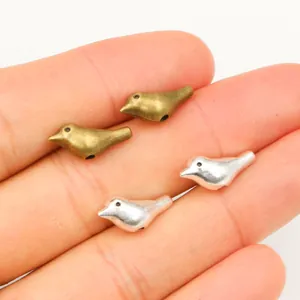 3D Vogel-Anhänger aus Legierung in Bronze und Silber für DIY-Schmuckherstellung