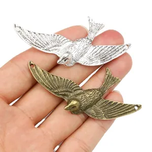 Vogel-Anhänger aus Legierung in Bronze und Silber für DIY-Schmuckherstellung