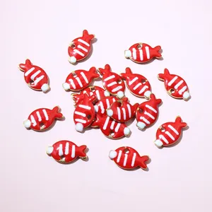 Batch of red enamel fish charms with gold plating for DIY jewelry making accessories