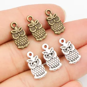 Ciondolo Mini Gufo In Lega Di Zinco Accessori Per Creazione Gioielli Fai Da Te Bronzo Argento Antico Ciondolo Animale Retro