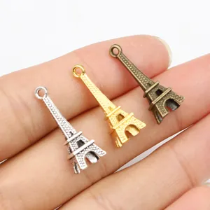 Legierung 3D Eiffelturm Anhänger Für DIY Schmuckherstellung Halskette Armband Antik Bronze Silber Gold Galvanisiert Miniatur Turm Charms Basteln