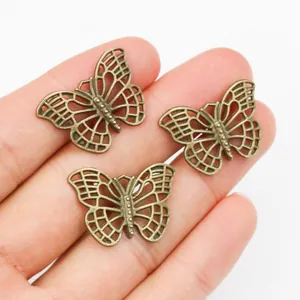 Vintage Legierung Bronze Schmetterling Charms Ausschnitt Filigran Schmetterling Anhänger Für DIY Halskette Armband Schmuckherstellung Zubehör