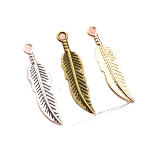 Alloy feather wing pendants in silver, bronze and gold colors for DIY jewelry making