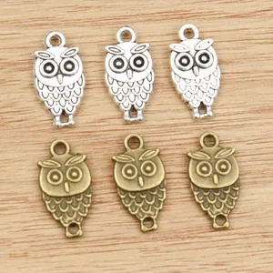 Alloy owl pendants in silver and bronze finish for DIY necklace and bracelet jewelry making