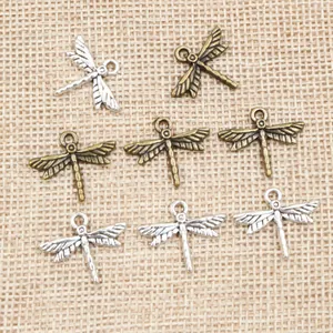 Details von 19x16mm Libellen-Legierungsanhängern in Bronze und Silber für DIY-Schmuck