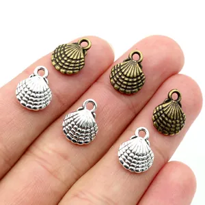 Alloy scallop shell pendants in bronze and silver tones for DIY jewelry making