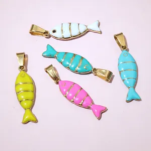 Colorful fish charms in gold finish for DIY jewelry necklaces and bracelets