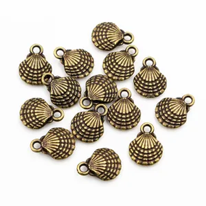 Scallop alloy charms with antique bronze finish for DIY jewelry making and necklaces