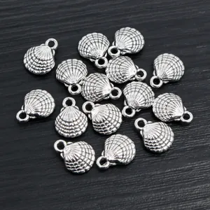 Antique silver alloy seashell pendants for DIY necklace and bracelet jewelry making