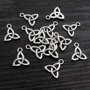 Silver Triquetra Celtic knot triangle pendants for DIY necklace and jewelry making