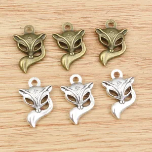 Fox alloy pendants for DIY jewelry making in antique bronze and silver finishes
