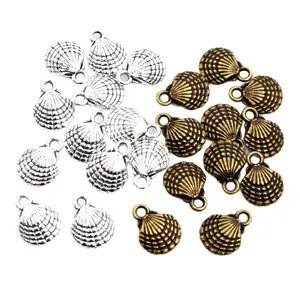 Scallop shell alloy charms in silver and bronze for DIY jewelry making accessories