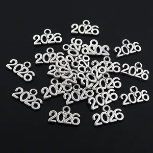 Silver 2026 graduation cap charms for DIY jewelry making necklace and bracelet crafts
