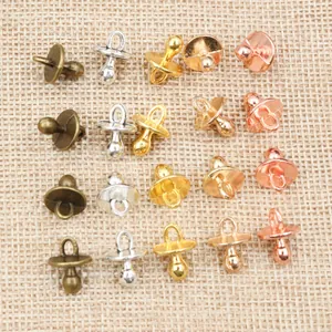 Mini pacifier alloy pendants in four metallic finishes for DIY jewelry making