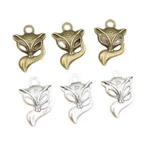 Retro alloy fox pendants in silver and bronze tones for DIY necklace and jewelry making