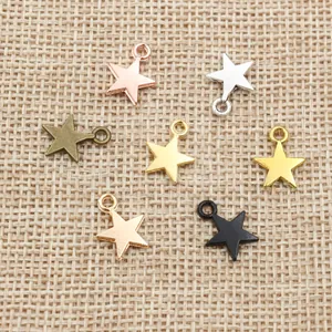 Star-shaped alloy charms for DIY jewelry making in multiple metallic finishes