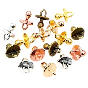 Alloy pacifier charms in gold, silver, and bronze for DIY necklace and bracelet jewelry