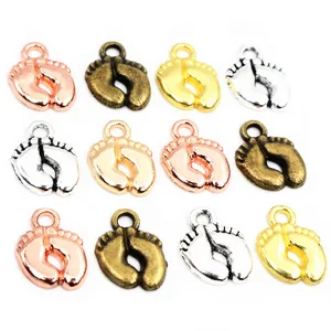 Pendentifs en alliage pieds de bébé en or argent et bronze pour bijoux DIY