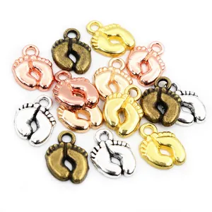 Pendentifs pieds de bébé en alliage pour bijoux DIY en or argent bronze et rose doré