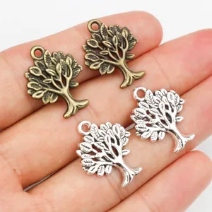 Antique bronze and silver alloy tree of life charms for DIY necklace making projects