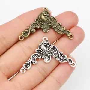 Retro flower metal connectors for DIY jewelry making in antique bronze and silver finish