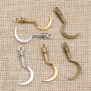 Alloy grim reaper scythe skull charms in gold, silver, and bronze for DIY jewelry