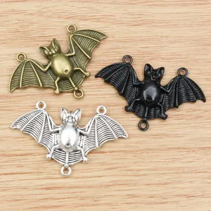 Vintage Alloy Bat Pendant Connectors For DIY Jewelry Making Necklace Bracelet Accessory Halloween Theme Gothic Bat Charms