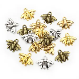 Three colors of alloy bee charms for DIY necklaces and bracelets, 20x16mm size
