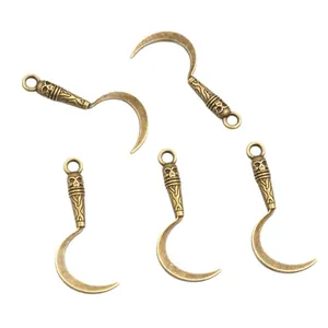 5Pcs vintage bronze grim reaper scythe charms with skull patterns for DIY jewelry making
