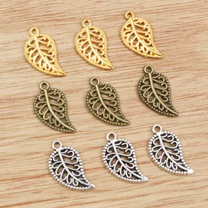 Vintage Alloy Hollow Leaf Pendant Only For DIY Jewelry Making Accessories Antique Gold Silver Bronze Botanical Charm Pendants
