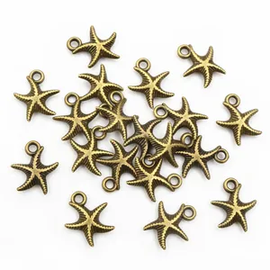 Antique bronze starfish alloy charms for DIY necklaces and bracelets in 16x13mm size