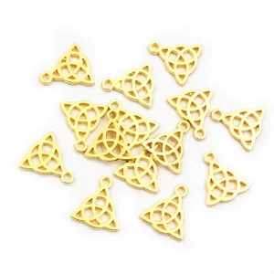 Bulk gold Celtic Triquetra triangle pendants for DIY necklace and jewelry making