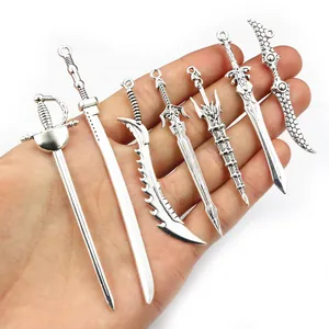 Antique Silver Alloy Sword Dagger Pendants For DIY Jewelry Making Gothic Fantasy Weapon Charms For Necklace Bracelet Keychains Accessory