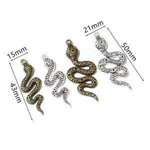 Snake alloy charms for DIY jewelry making in antique bronze and silver finishes