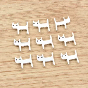 Nine pieces of silver alloy cat charms with swirl design for DIY jewelry crafting