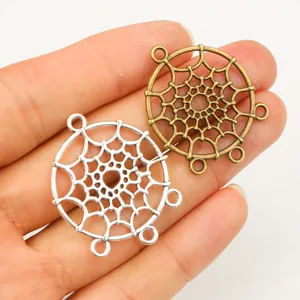 Alloy dreamcatcher jewelry connector pendants in bronze and silver finishes for DIY