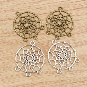 Alloy dreamcatcher jewelry pendants in bronze and silver finishes for DIY making