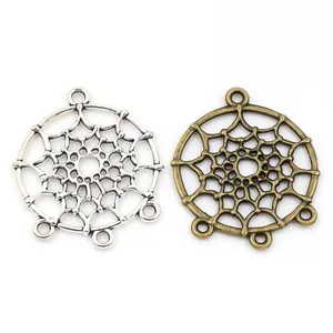 Silver and antique bronze dreamcatcher alloy connectors for DIY necklace making
