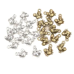 Alloy crab charms in silver and bronze finish for DIY necklace and bracelet jewelry
