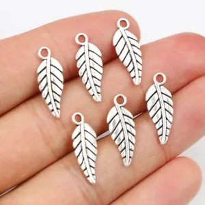 Antique Silver Zinc Alloy Leaf Charms Feather Pendants For DIY Jewelry Making Necklace Bracelet Accessory Findings