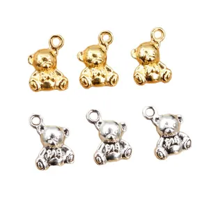 3D alloy bear pendants in gold and silver for DIY jewelry necklaces and bracelets