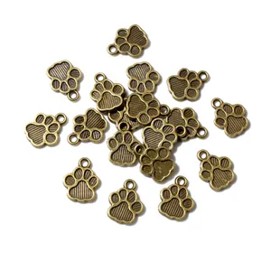 Colgantes de huella de animal en bronce antiguo para creación de joyería artesanal DIY
