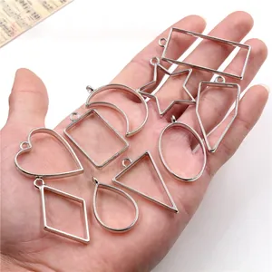 Pendenti geometrici cavi in lega di zinco per creazione gioielli resina fai-da-te