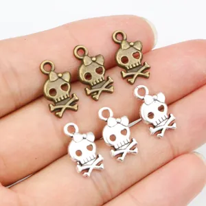 Legierung Totenkopf Mit Schleife Gekreuzte Knochen Anhänger DIY Schmuckherstellung Zubehör Für Halskette Armband Gothic Punk Stil Charms