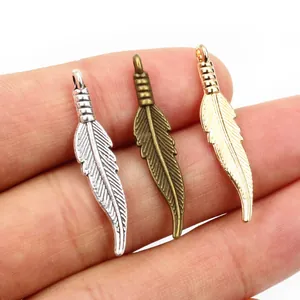 Pendentifs Plume en Alliage de Zinc Vintage Pour Création de Bijoux DIY Argent Antique Bronze Or KC Charmes de Collier