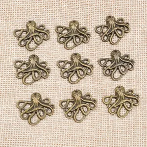 Set mit neun antiken Bronze-Oktopus-Anhängern für DIY-Schmuck und Halsketten